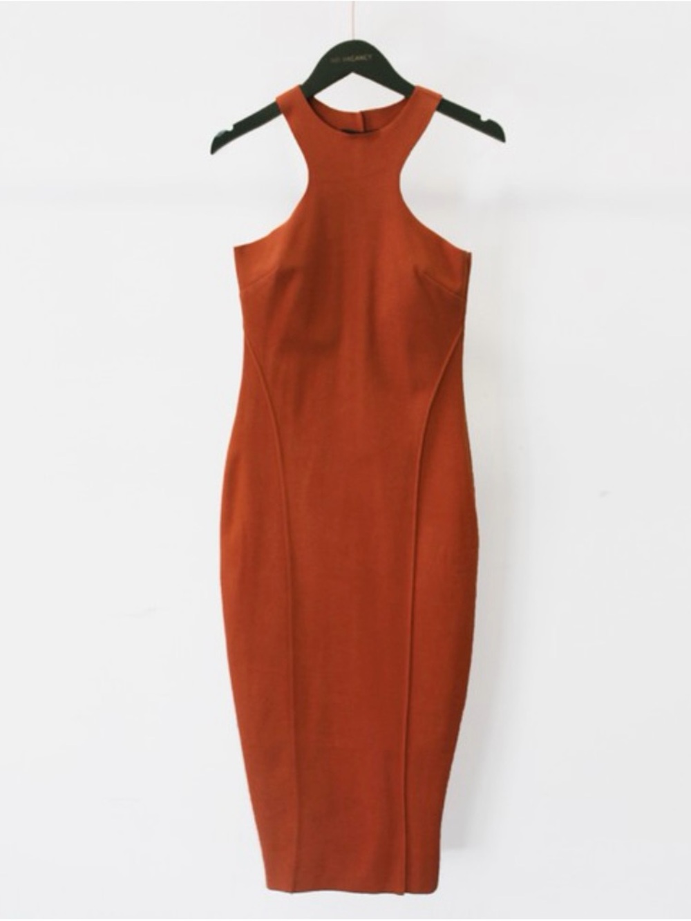 Sleeveless Rust Bodycon Midi Dress
